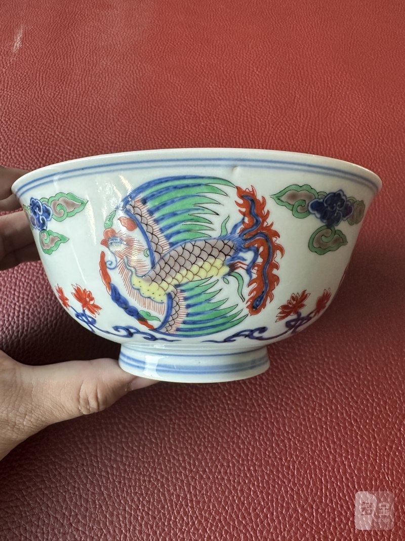清康熙 五彩团凤纹碗 - 图7